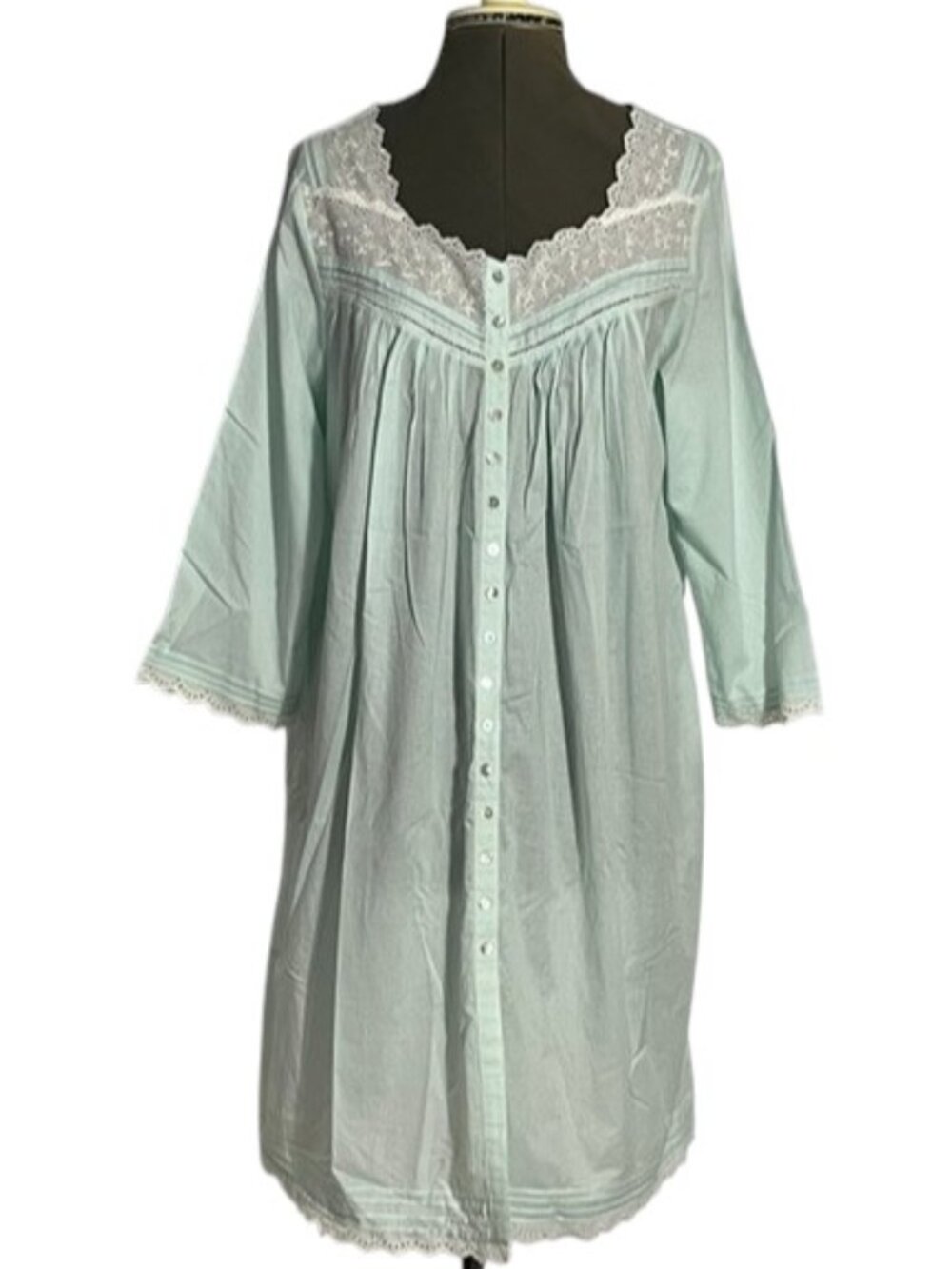 EILEEN WEST Light Mint Green Nightgown With Robe Set Size S NWOT - Picture 6 of 16